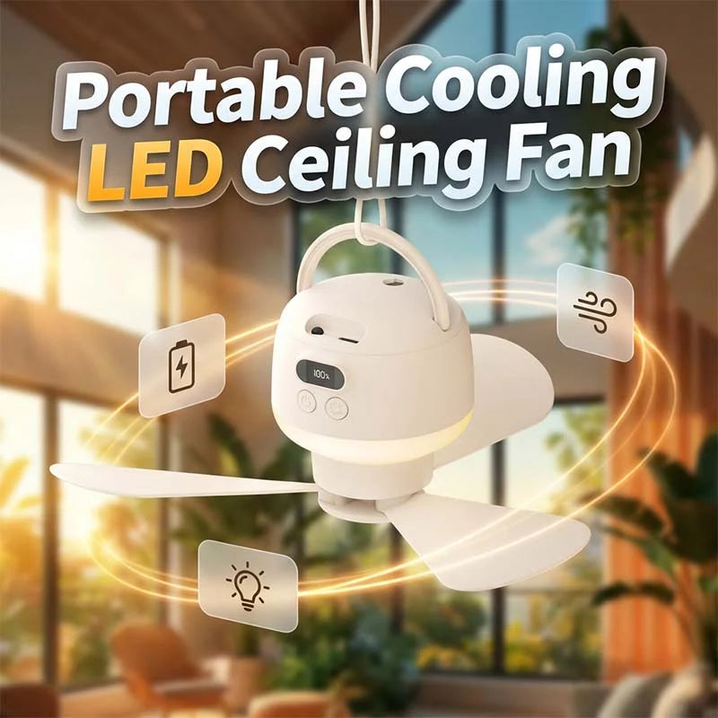Portable Ceiling Fan Rechargeable LED Light Ultra-Quiet