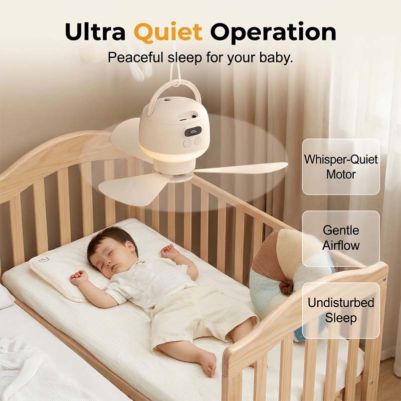 Portable Ceiling Fan Rechargeable LED Light Ultra-Quiet