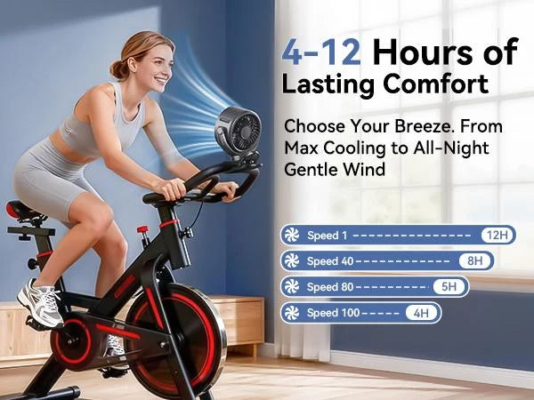 Portable Clip Fan 3-In-1 Rechargeable 12-Hour Runtime