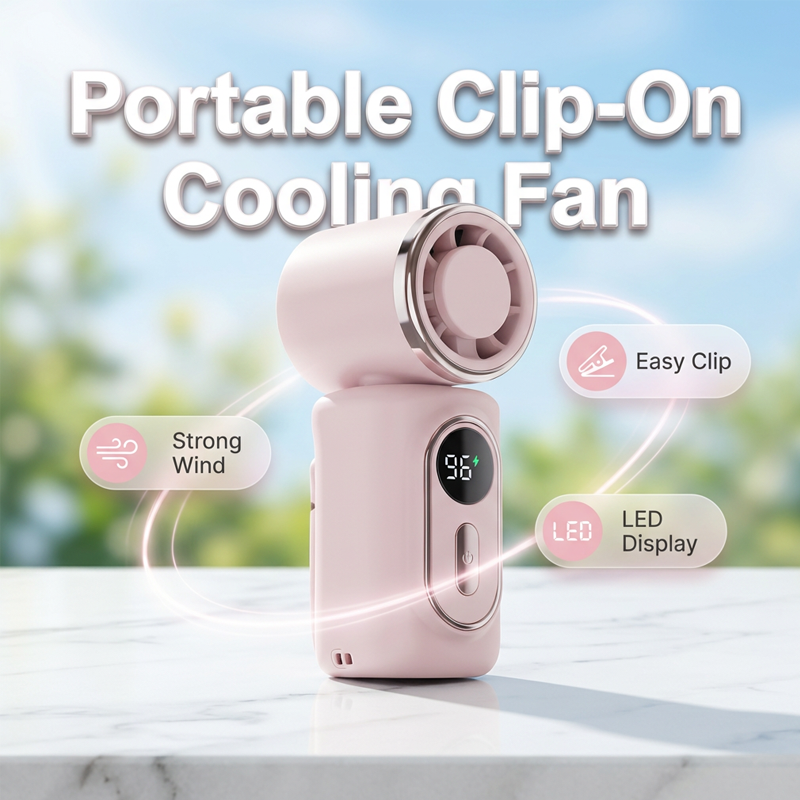 Portable Clip Fan LED Battery Indicator Adjustable Head