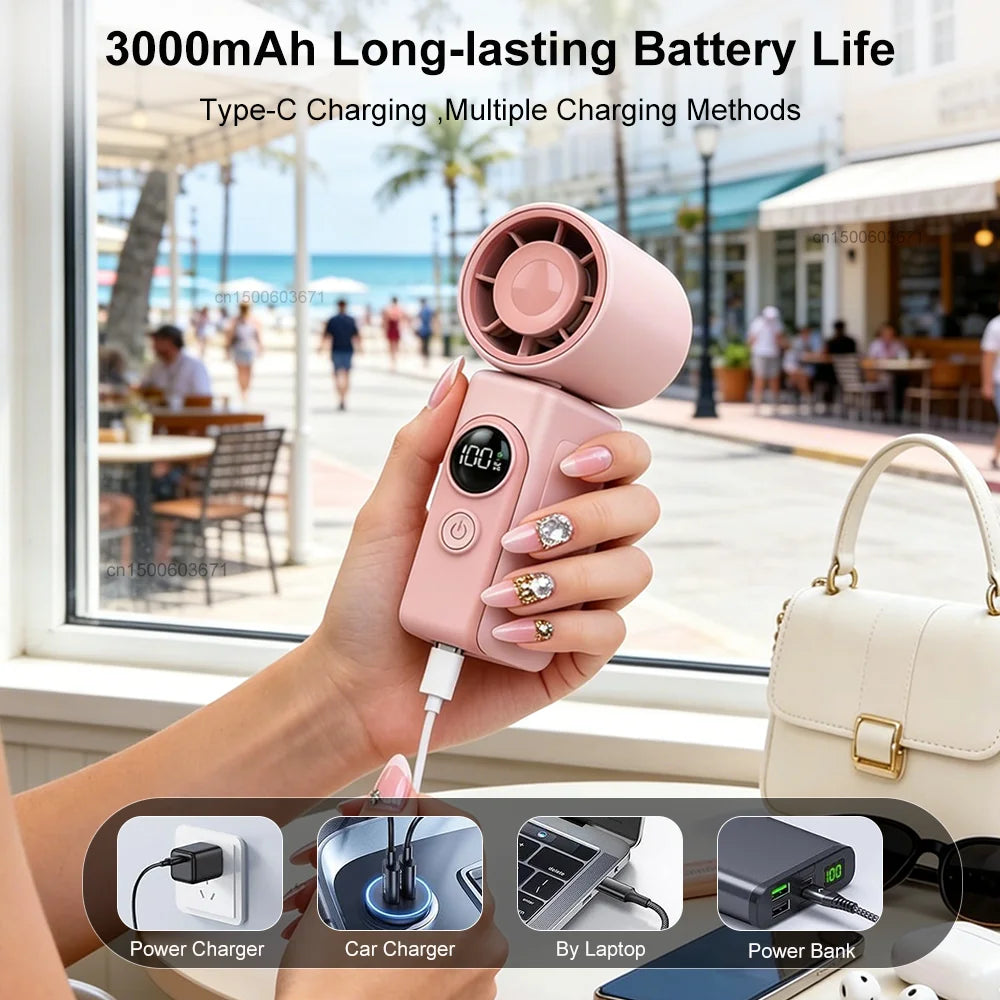 Portable Clip Fan USB Rechargeable LED Battery Indicator