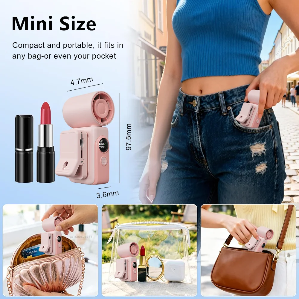 Portable Clip Fan USB Rechargeable LED Battery Indicator