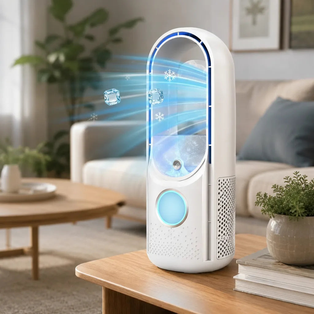 Portable Evaporative Cooler Bladeless Quiet Touch Display & LED
