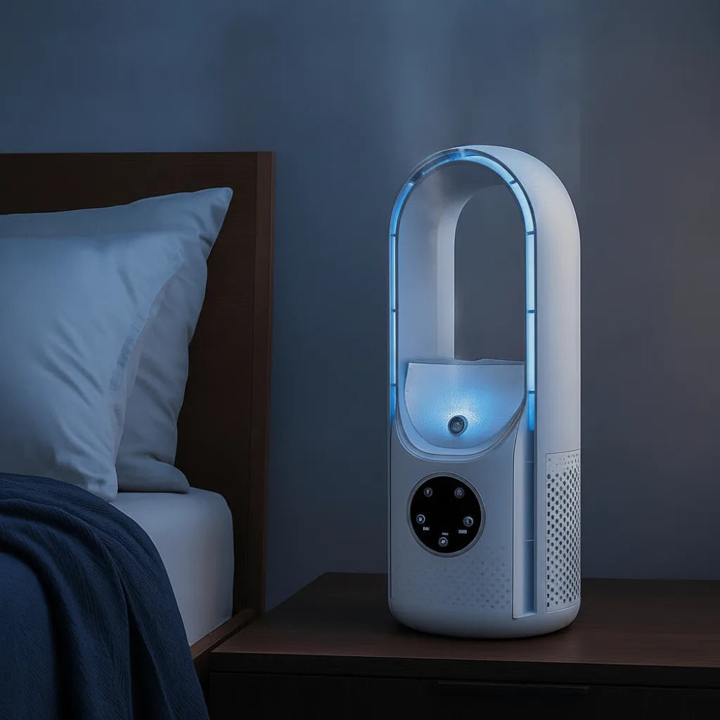 Portable Evaporative Cooler Bladeless Quiet Touch Display & LED