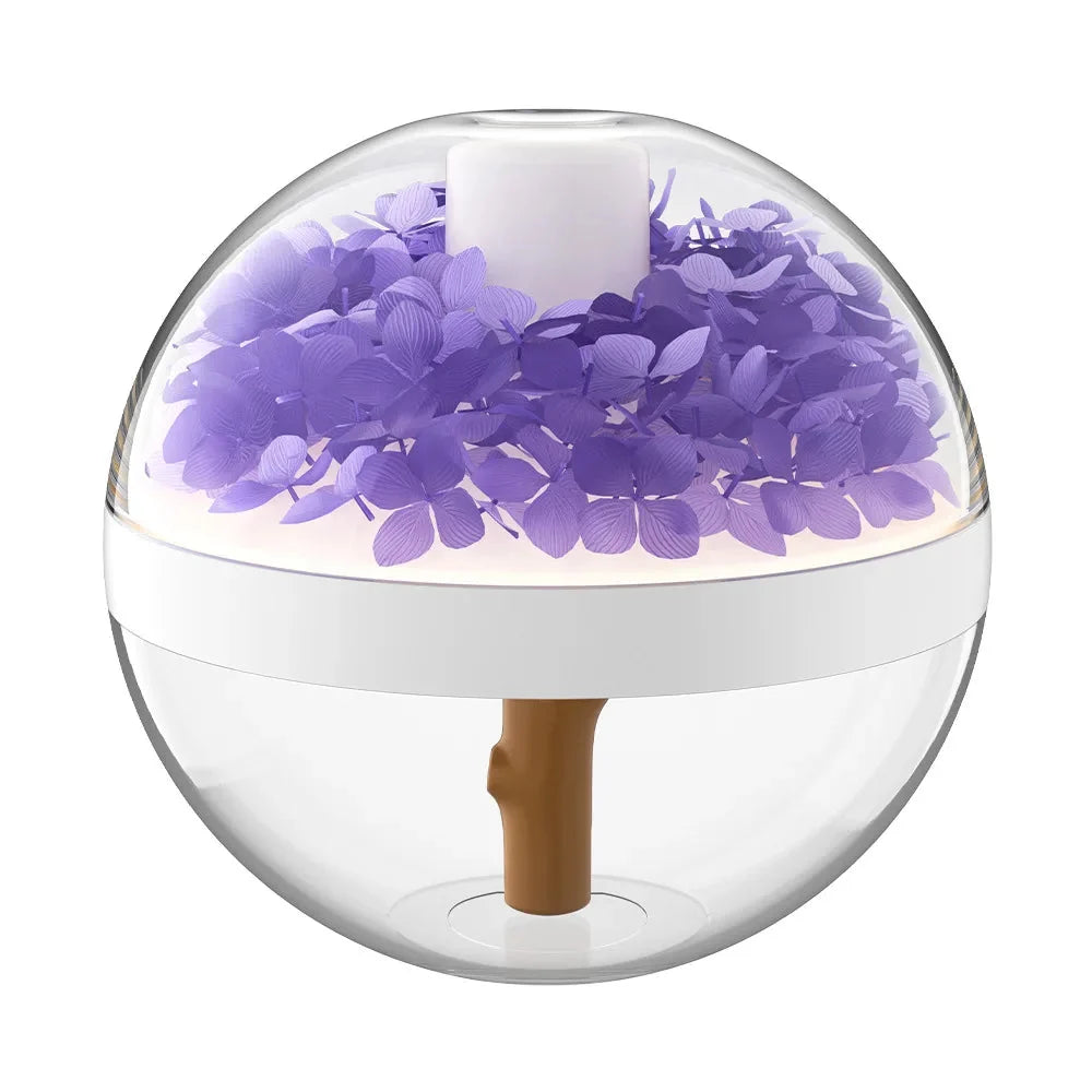 Portable Humidifier Glass Dome Preserved Hydrangea USB Rechargeable