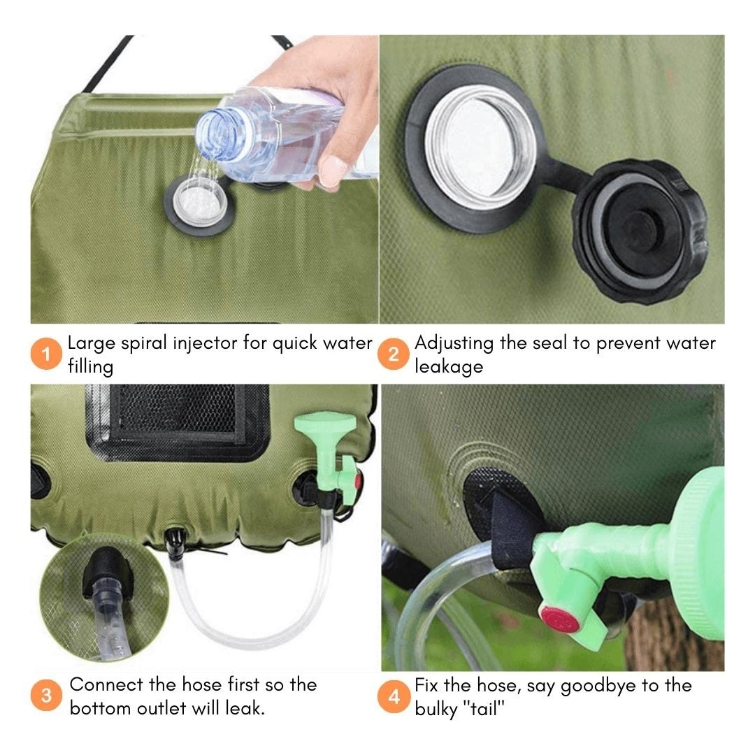 Portable Shower Foldable Solar-Heated 20 Liter