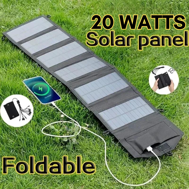 Portable Solar Charger 20W Foldable & Waterproof USB Output