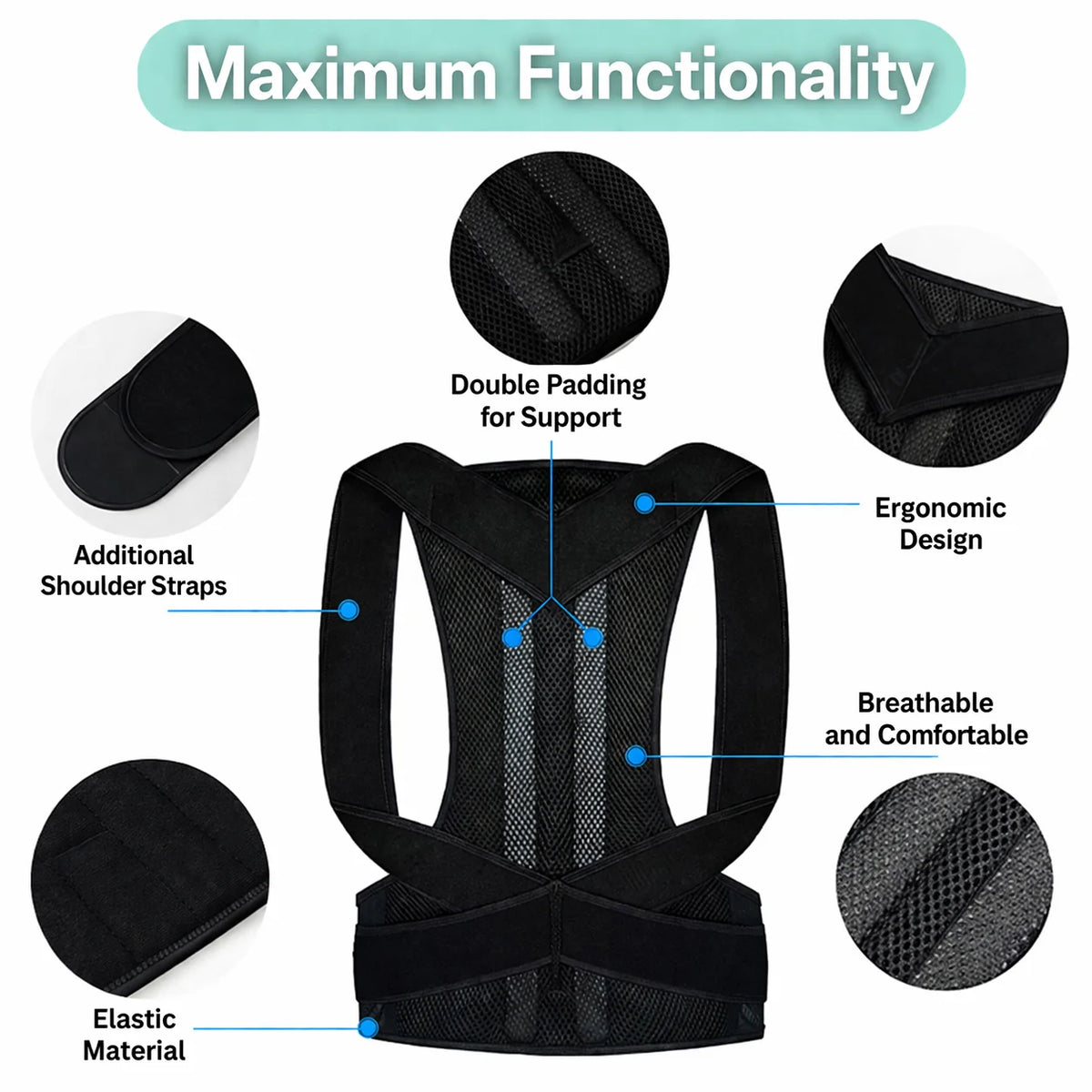 Posture Corrector Breathable Mesh & Adjustable Velcro