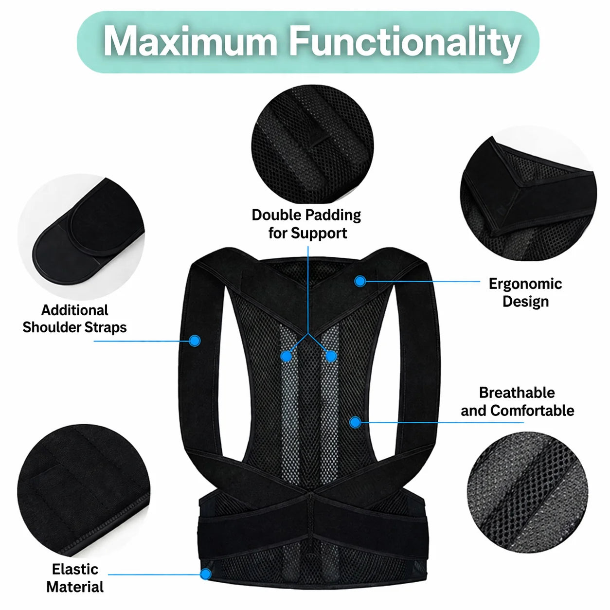 Posture Corrector Breathable Mesh & Adjustable Velcro Closure