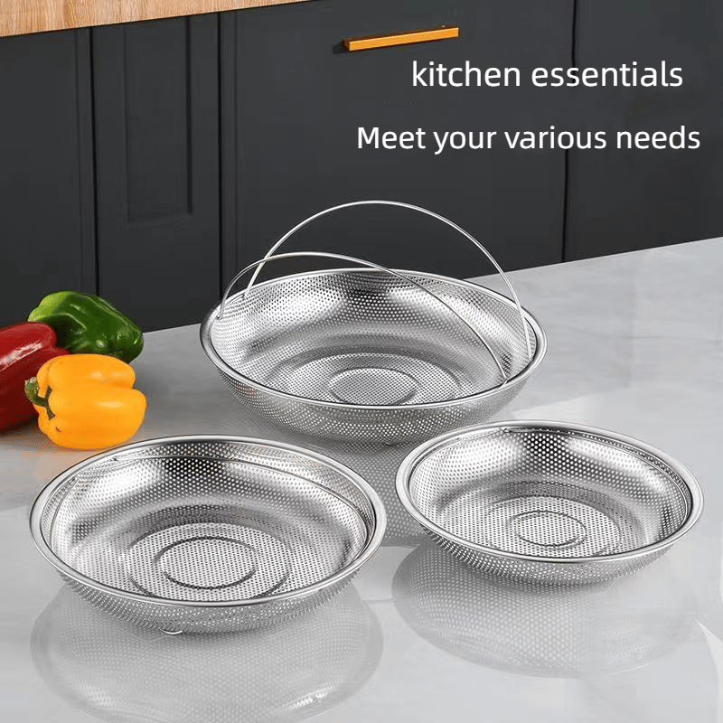 Pot Steamer Insert Stainless Steel Ergonomic Handle & Fine Perforation
