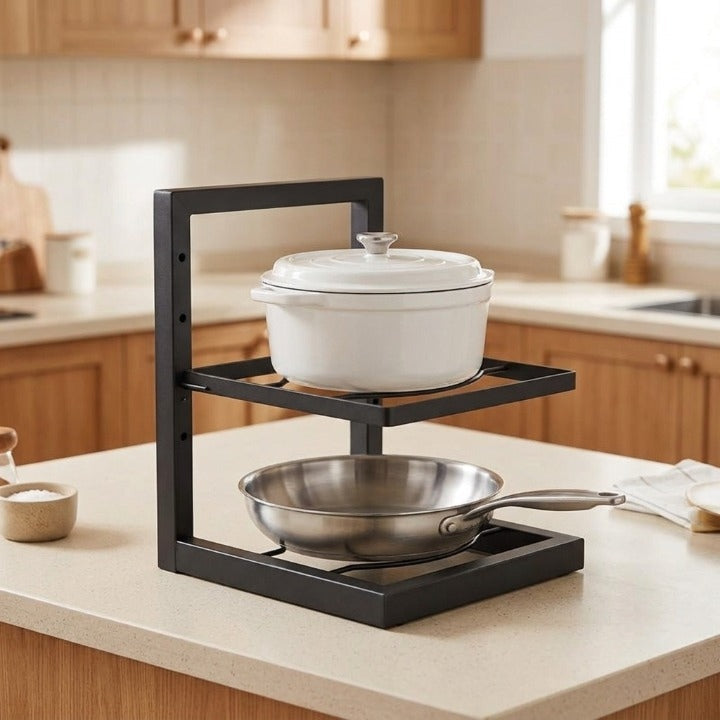 Pot and Pan Rack Adjustable Shelves & Reinforced Carbon Steel