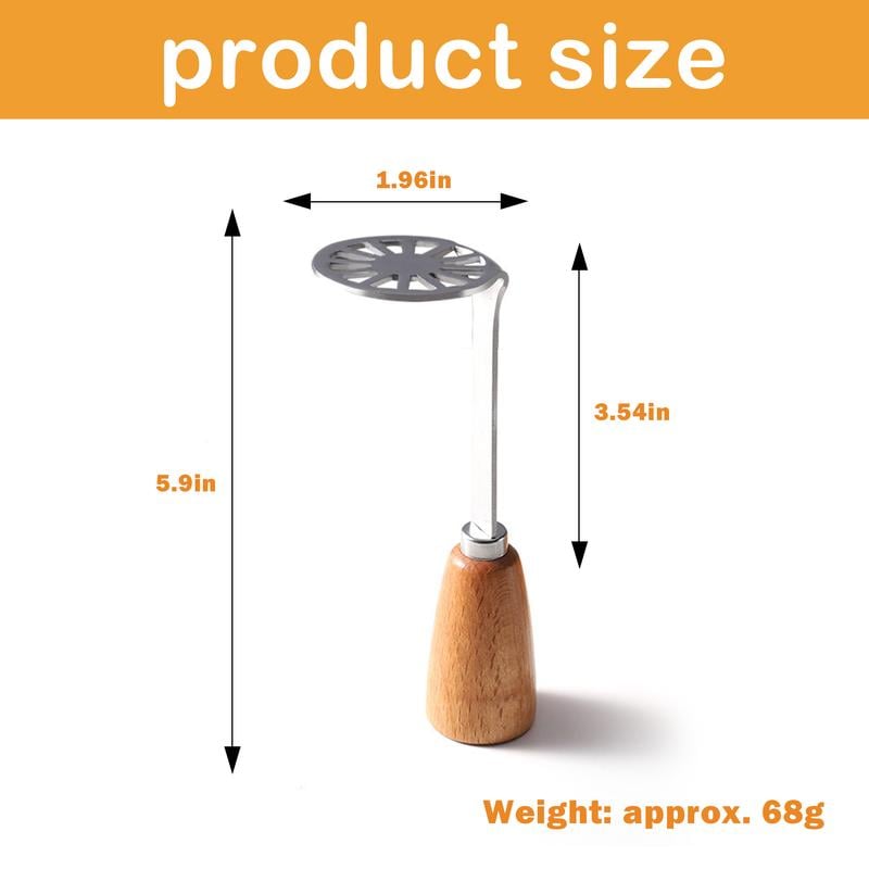 Potato Masher Stainless Steel Head & Ergonomic Wooden Handle