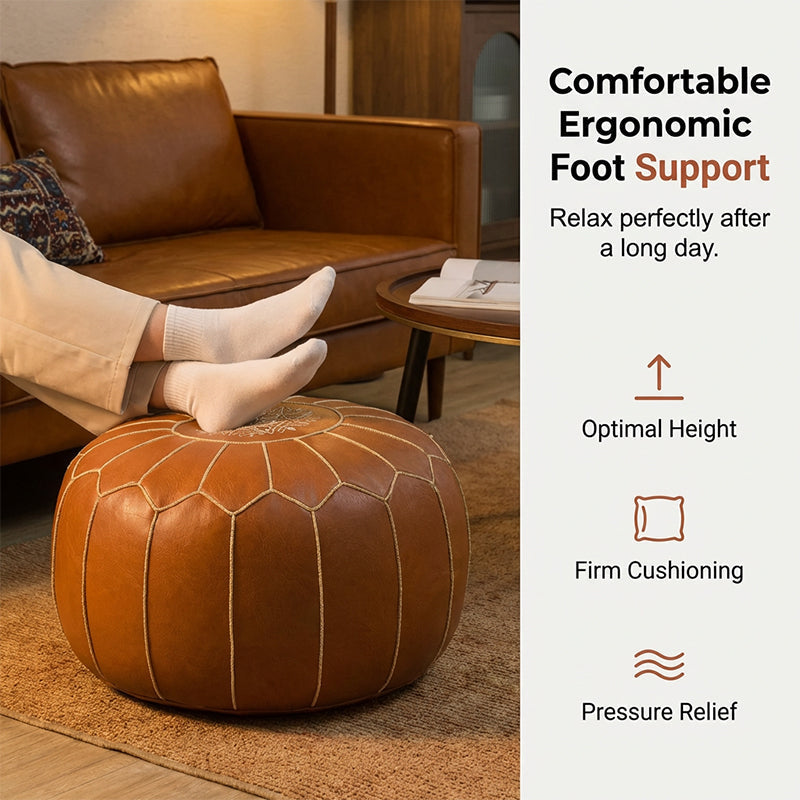 Pouf Ottoman Hidden Storage Water-Resistant Faux Leather