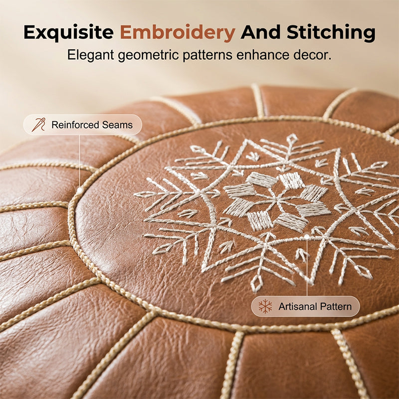 Pouf Ottoman Hidden Storage Water-Resistant Faux Leather