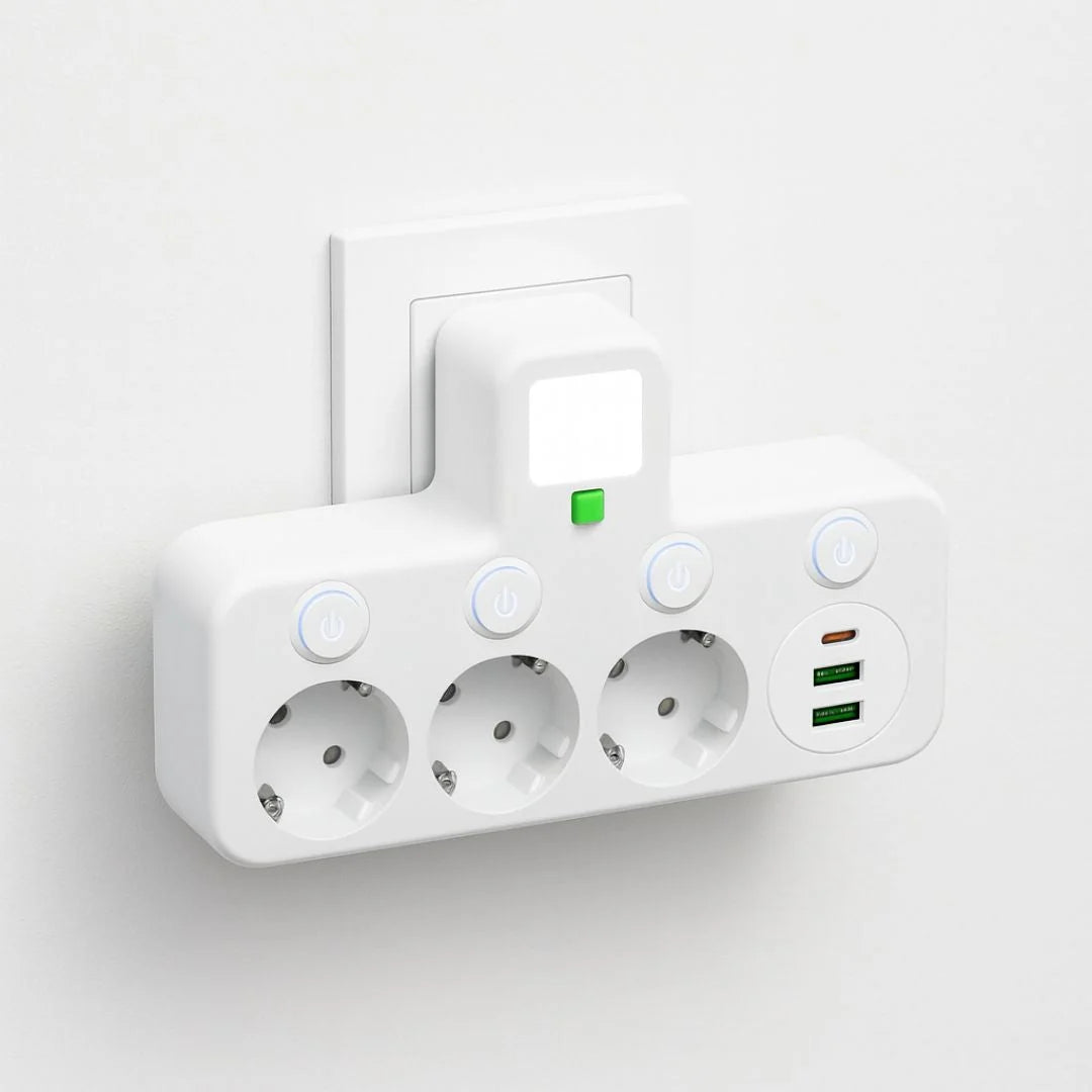 Power Strip 3 Schuko 2 USB USB-C Surge Protection