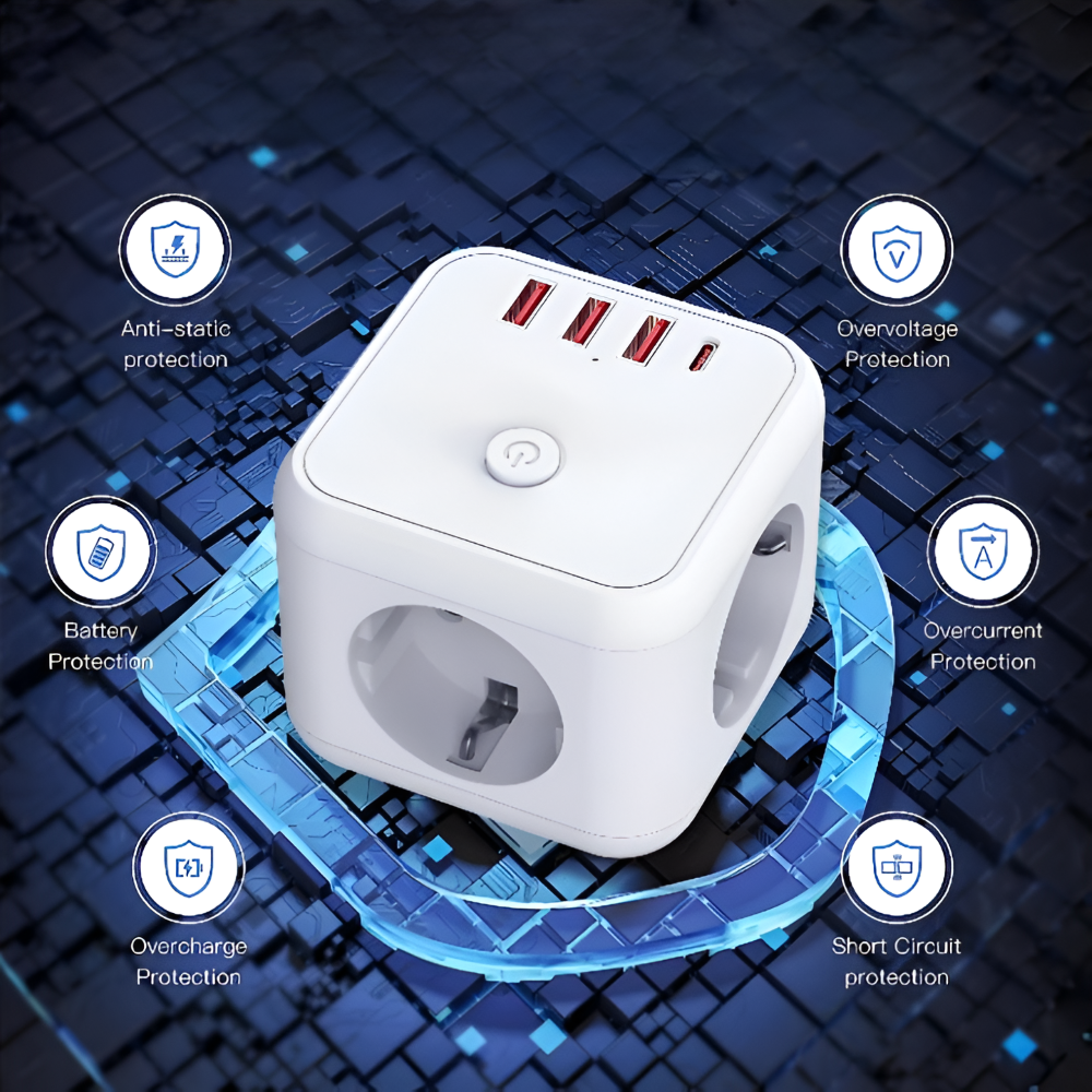 Power Strip Cube 7-in-1 Surge Protection & USB-C