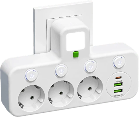Power Strip USB-C & USB-A Surge Protection Night Light