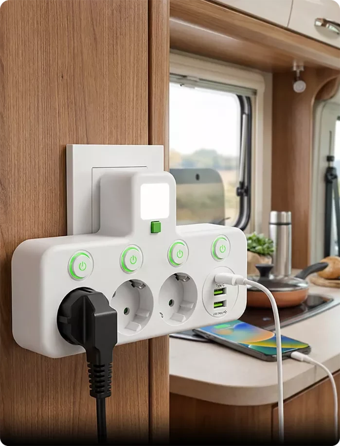 Power Strip USB-C & USB-A Surge Protection Night Light