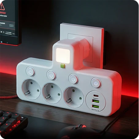 Power Strip USB-C & USB-A Surge Protection Night Light