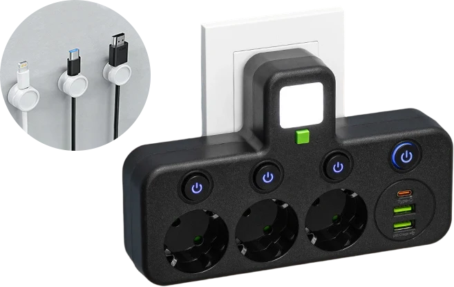 Power Strip USB-C & USB-A Surge Protection Night Light