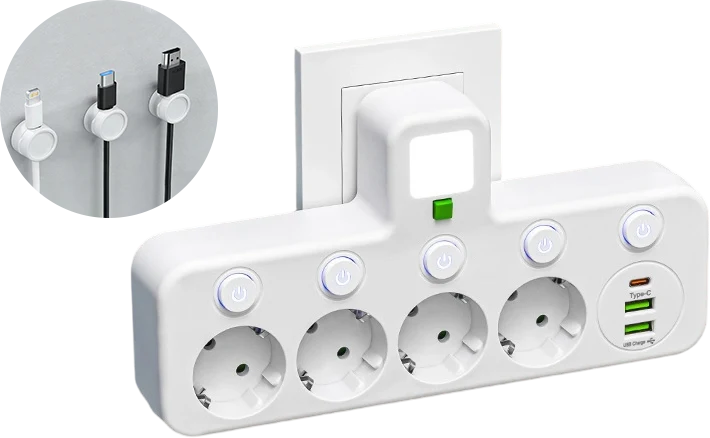 Power Strip USB-C & USB-A Surge Protection Night Light