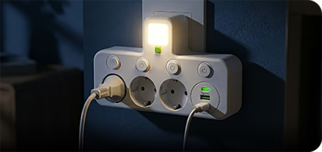 Power Strip USB-C & USB-A Surge Protection Night Light
