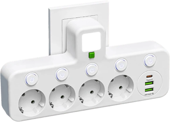 Power Strip USB-C & USB-A Surge Protection Night Light