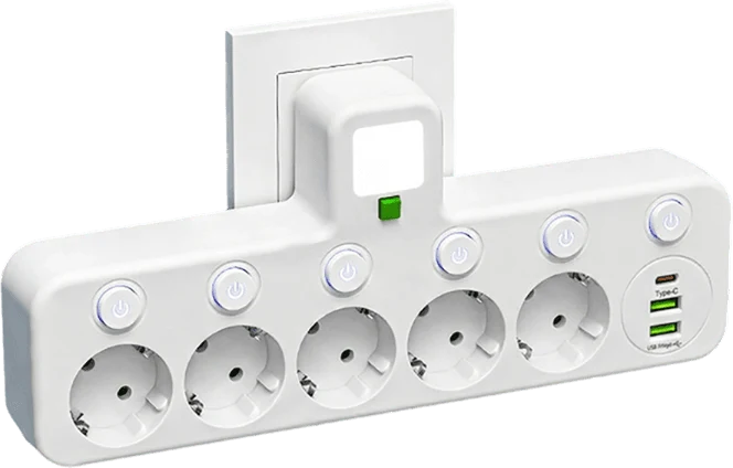 Power Strip USB-C & USB-A Surge Protection Night Light