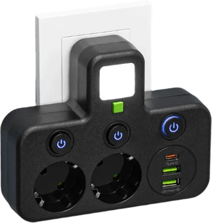 Power Strip USB-C & USB-A Surge Protection Night Light