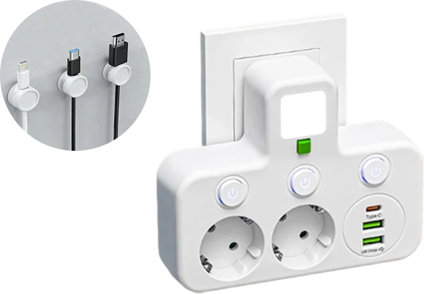 Power Strip USB-C & USB-A Surge Protection Night Light