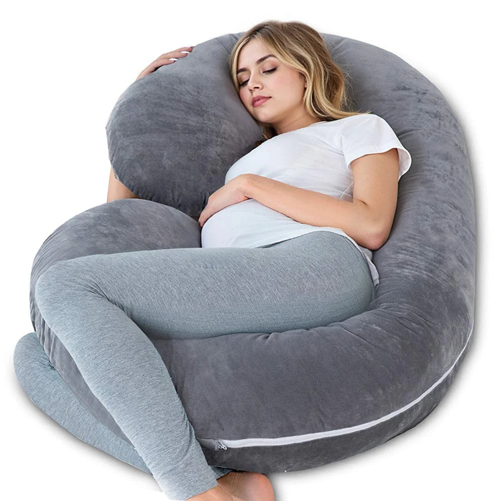 Pregnancy Pillow G-Shape Full-Body Support Removable Velour Cover