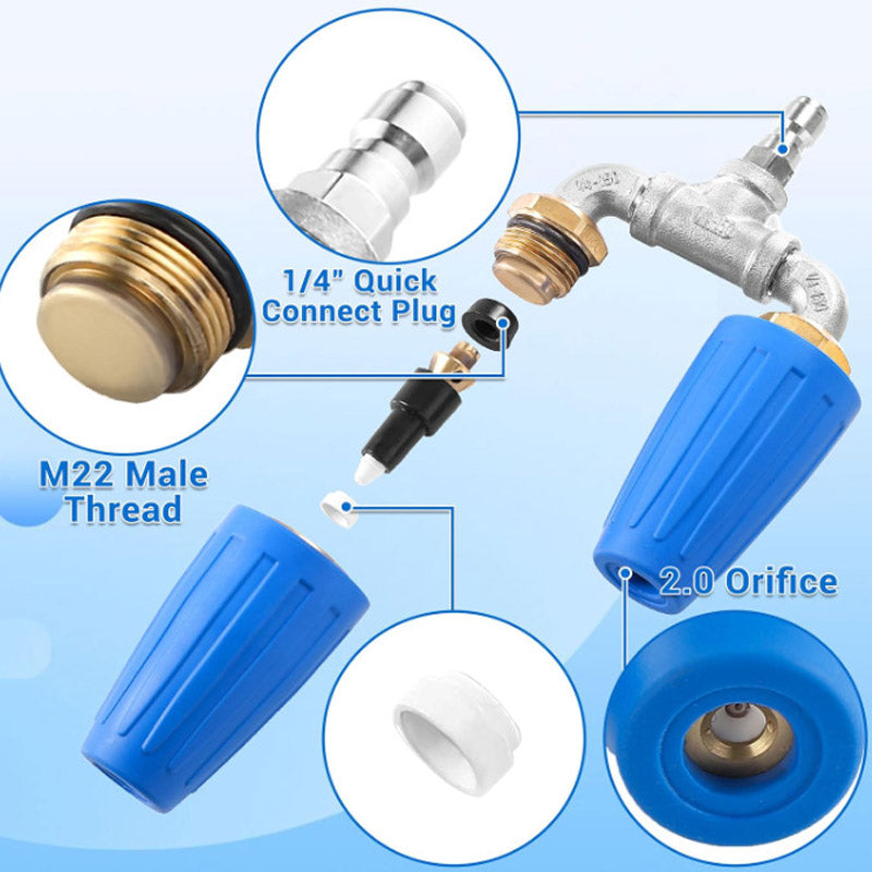 Pressure Washer Nozzle Twin Rotating Turbo Jets Stainless Steel