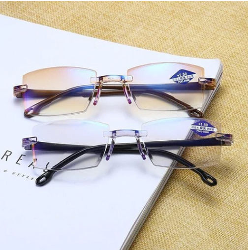 Progressive Glasses Rimless Ultra-Light Frame Anti-Blue Light Coating