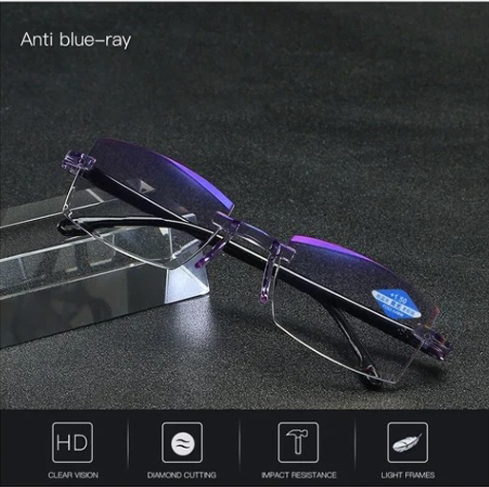 Progressive Glasses Rimless Ultra-Light Frame Anti-Blue Light Coating