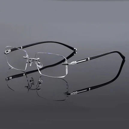 Progressive Reading Glasses Rimless Diamond-Cut Blue Light Protection