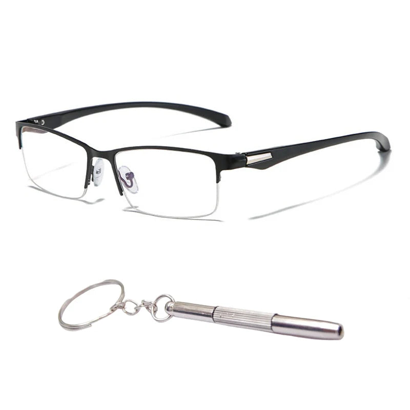 Progressive Reading Glasses Rimless Diamond-Cut Blue Light Protection