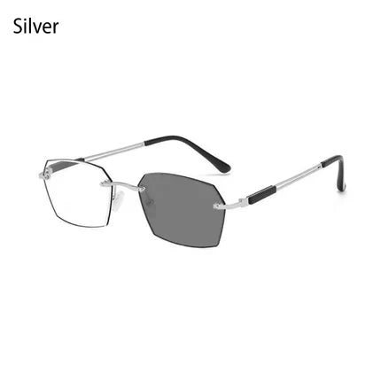 Progressive Reading Glasses Rimless Diamond-Cut Blue Light Protection