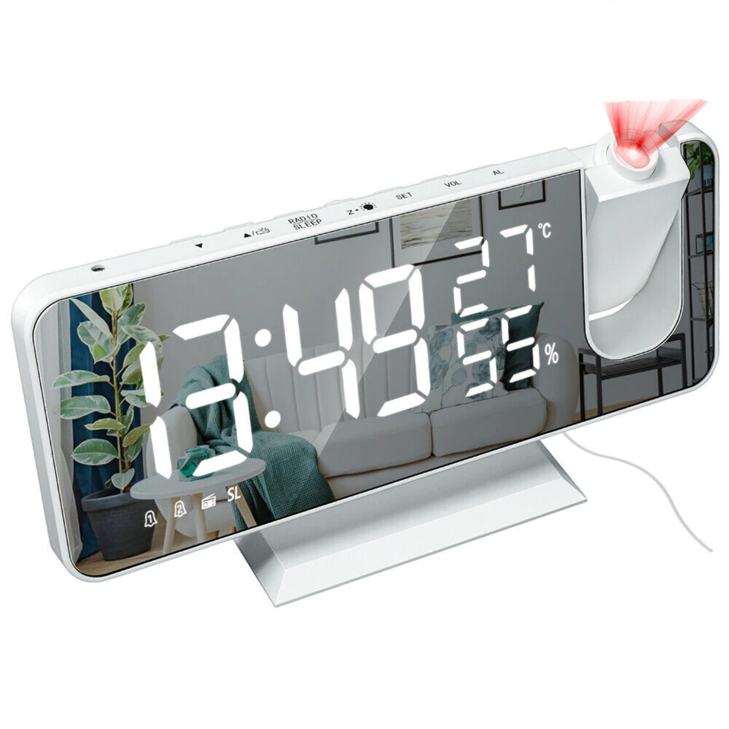 Projection Alarm Clock LED Mirror 180 Degree Projector