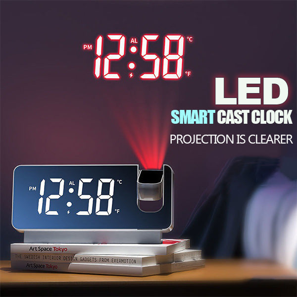 Projection Alarm Clock Rotating Dual Alarms & USB Charging