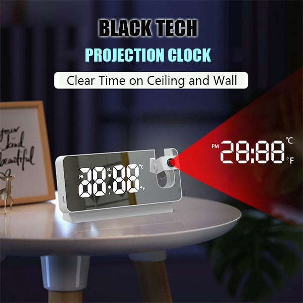 Projection Alarm Clock Rotating Dual Alarms & USB Charging