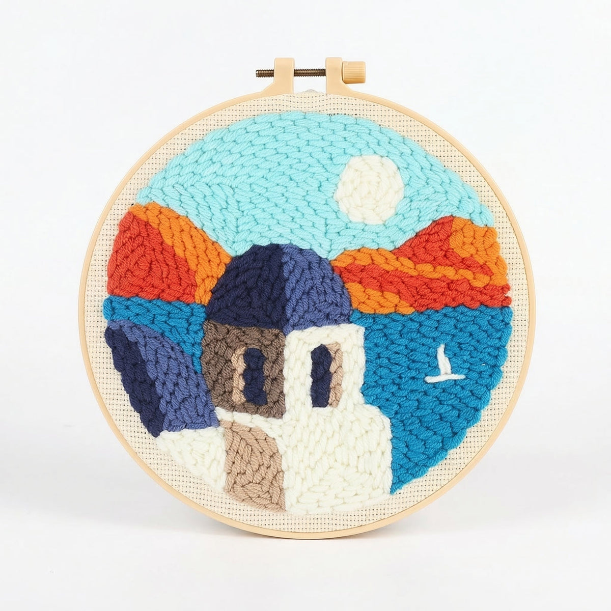 Punch Needle Kit Pre-Printed Fabric & Colorful Wool