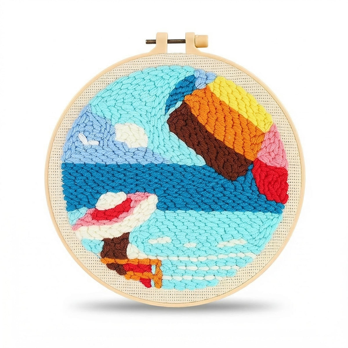 Punch Needle Kit Pre-Printed Fabric & Colorful Wool