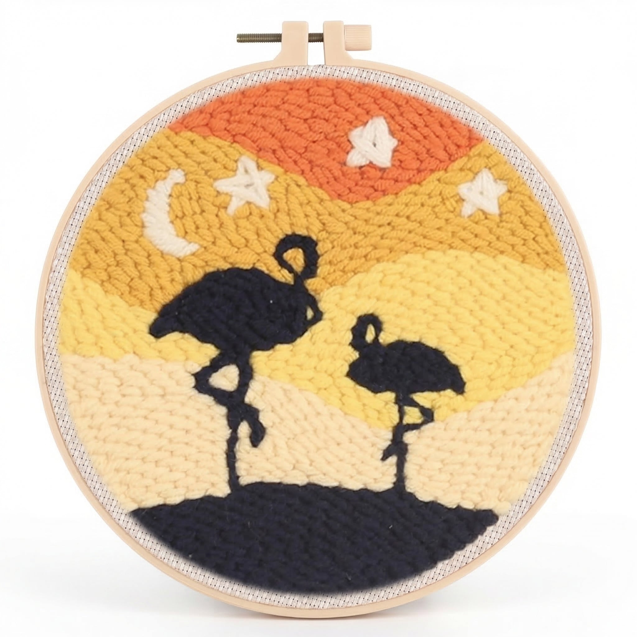Punch Needle Kit Pre-Printed Fabric & Colorful Wool