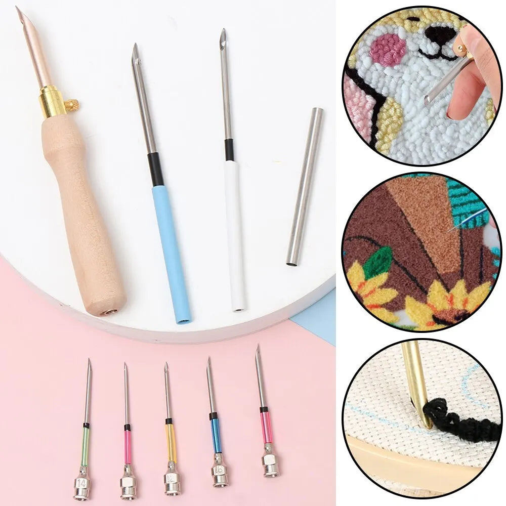 Punch Needle Set Ergonomic Handle Stainless Steel Needles 11-Piece