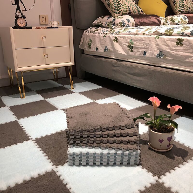 Puzzle Floor Tiles Plush Foam Anti-Slip Backing & Interlocking