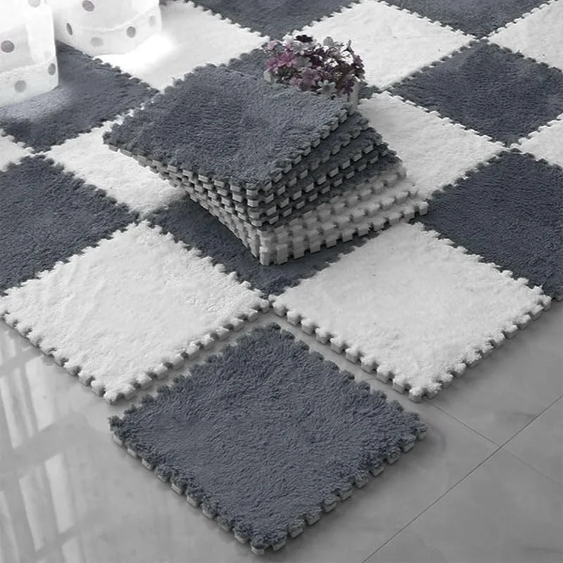 Puzzle Floor Tiles Plush Foam Anti-Slip Backing & Interlocking