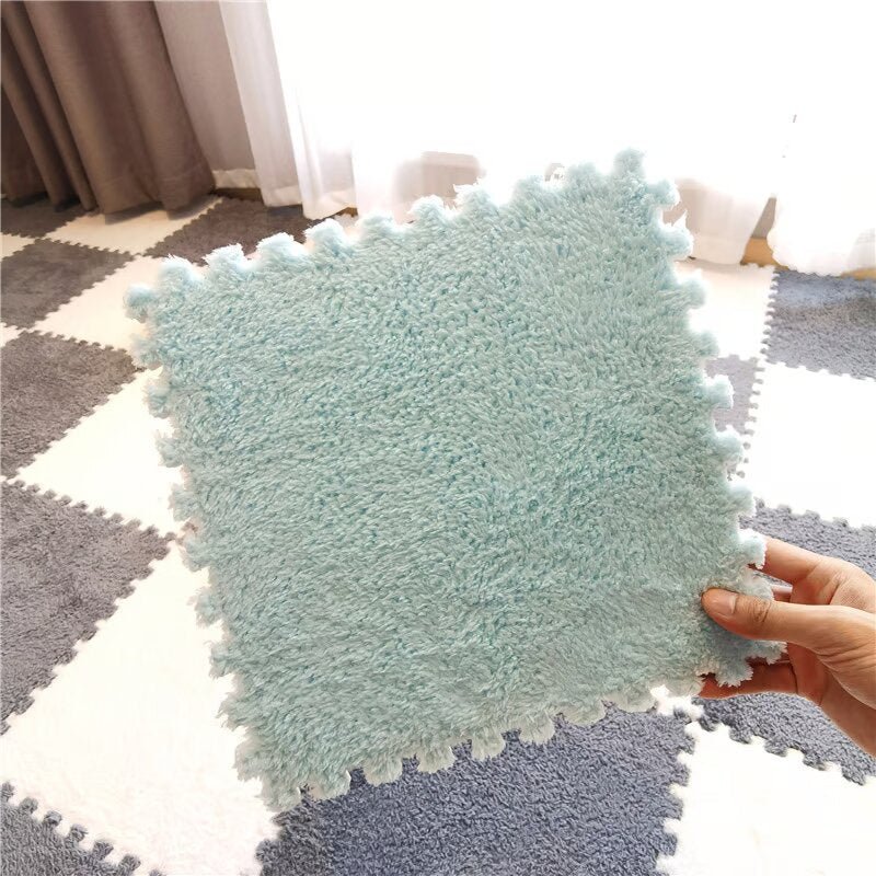 Puzzle Floor Tiles Plush Foam Anti-Slip Backing & Interlocking