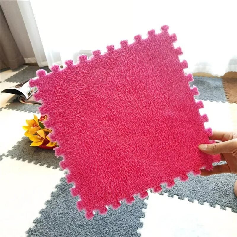Puzzle Floor Tiles Plush Foam Anti-Slip Backing & Interlocking