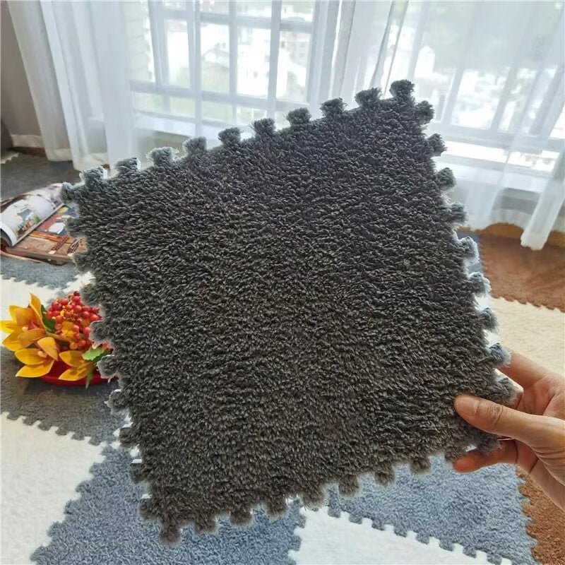 Puzzle Floor Tiles Plush Foam Anti-Slip Backing & Interlocking