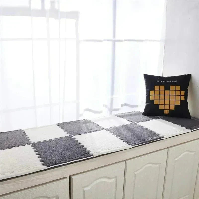 Puzzle Floor Tiles Plush Foam Anti-Slip Backing & Interlocking